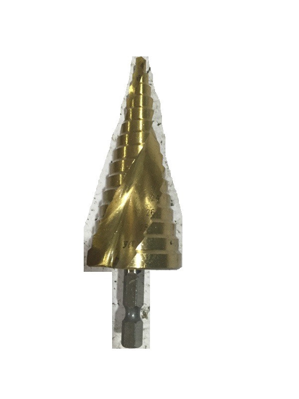 5PCS Inch Hex Shank Spiral Flutes Titanium HSS Step Drill Bit Set for Multiple Hole Metal Cutter in Aluminum Case (SED-SD5-ST)
