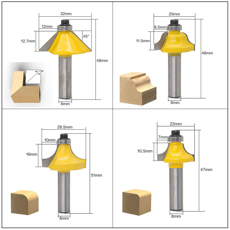Woodworking Tool 12PCS Wood Milling Cutter, Wood Router Bits Set (SED-RBS12)