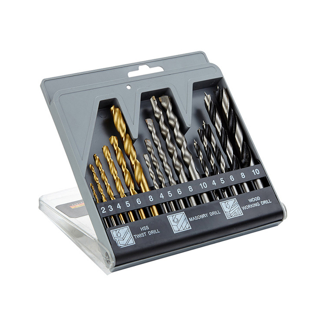 16PCS Metric Wood Drills Masonry Drill Bits HSS Combination Twist Drill Bit Set for Wood Masonry Metal (SED-CDBS16)