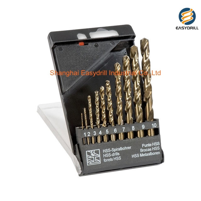 10 PCS Metric DIN338 Fully Ground HSS Twist Drill Bit Set for Metal Stainless Steel Aluminium in Plastic Box (SED-DBS10)