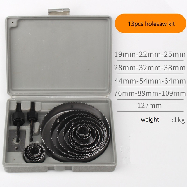 13PCS High Carbon Steel Wood Hole Saw Kit (SED-WHS-S13)
