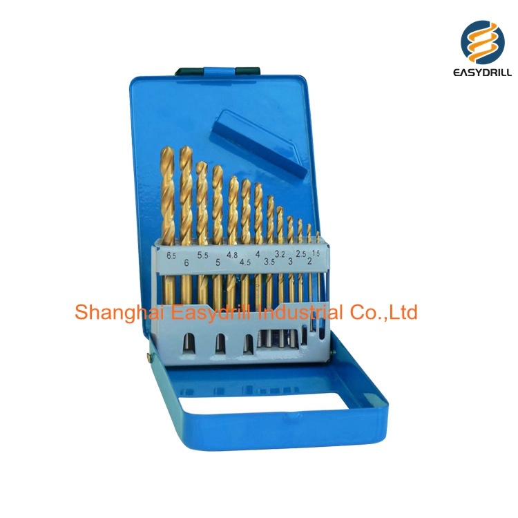 13PCS Inch Amber Fully Ground HSS Twist Drill Bit Set for Metal Stainless Steel Aluminium Hardened Iron Drilling in Metal Box (SED-DBS13-4)