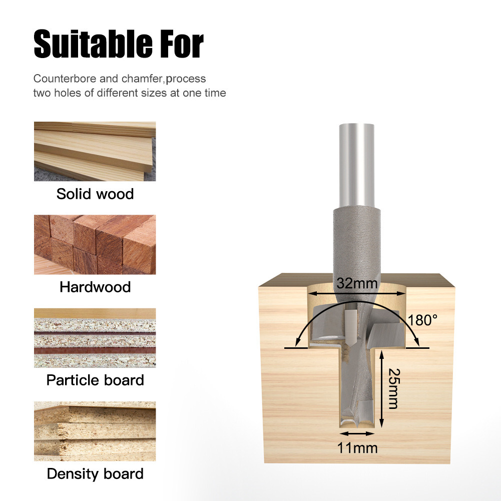 Carbide Tips Countersink Drill Counterbore Drill Bits Step Drill Bits for Woodworking (SED-CB-CTS)