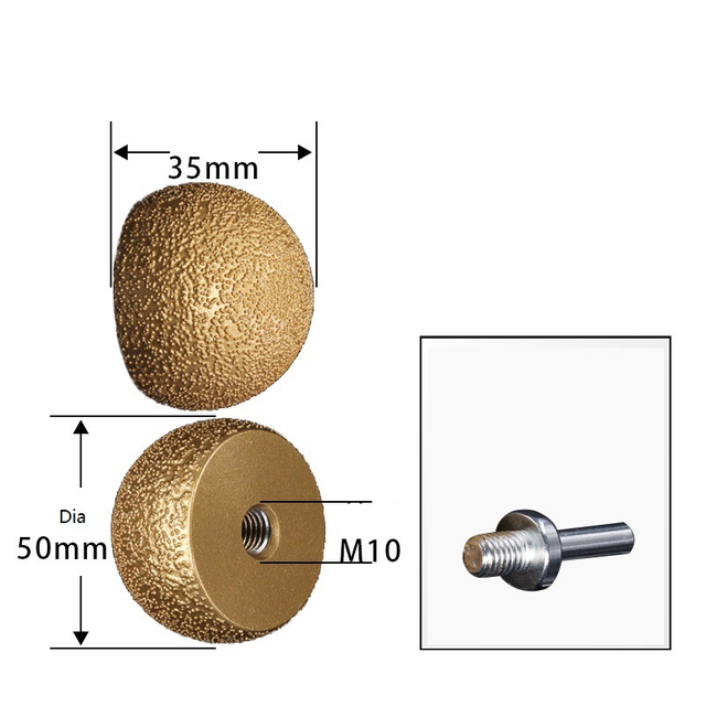 Mushroom Type Vacuum Brazed Diamond Burrs Diamond Mounted Points Gold Coating (SED-MPVB-MG)
