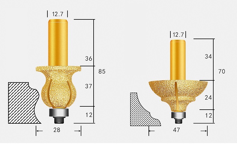 Vacuum Brazed Engraving Grinding Wheel Diamond Profile Wheels with European Type for Stone (SED-PW-VBE)