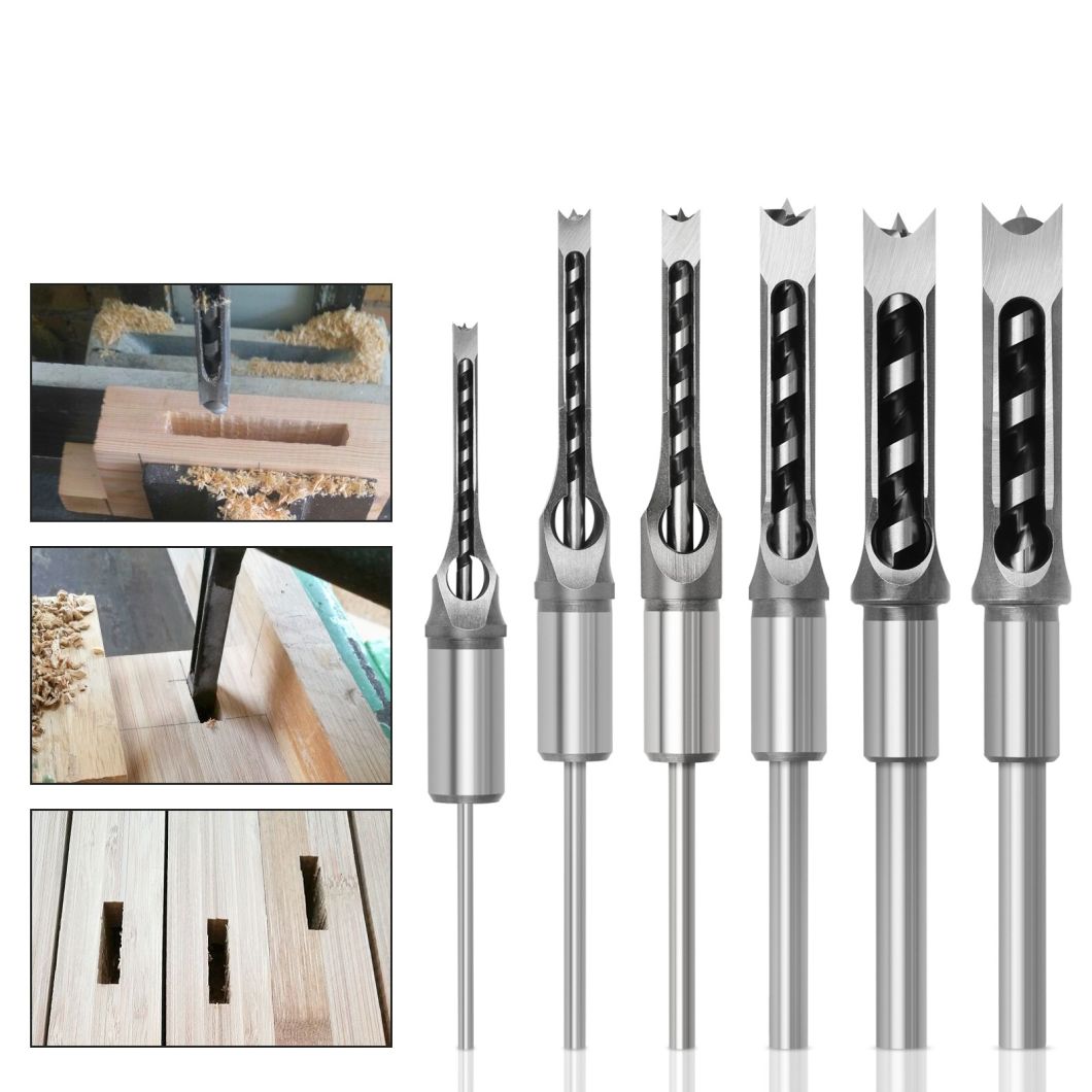 6PCS Wood Square Hole Drill Bits Set with Square Shell (SED-SHD-S6)