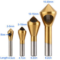 4PCS Cylindrical Shank 90 Degree 0 Flute HSS Countersink Deburring Bit Set for Metal Drilling (SED-CS4)