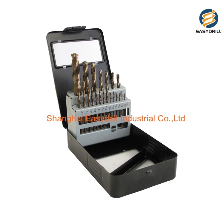 21PCS HSS Jobber Drills Set Metric DIN338 Amber Surface Finish HSS Co Twist Drill Bits Set for Metal in Plastic Box (SED-DBS21-4)