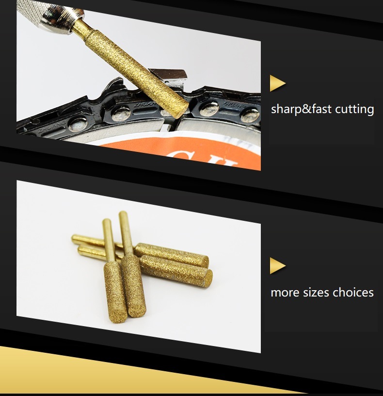 6PCS Cylinder Type Electroplated Diamond Burrs/Diamond Mounted Points Set with Gold Coating (SED-MPS-GS6)