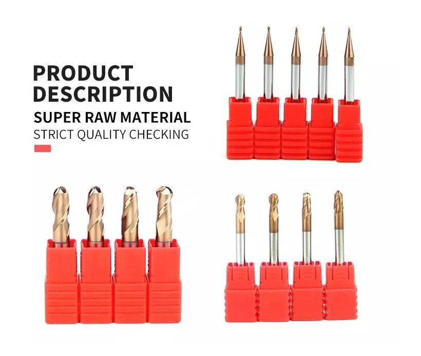 HRC60 End Mill Long Neck Tungsten Carbide Key Milling Cutter